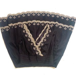 Ann Taylor Black Dress w/ Gold Lace Details